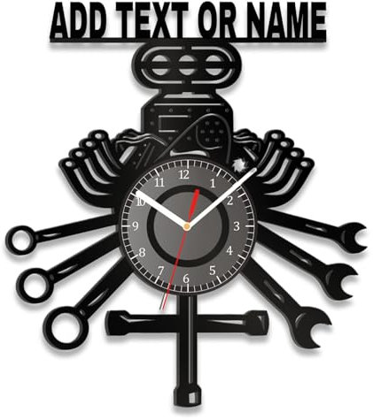 PSUNEY Orologio da Parete Personalizzato con Nome Logo in Metallo da Parete Tools Strumenti Falegname Artista Muratore Idraulico Meccanico Garage Utensili per Officine