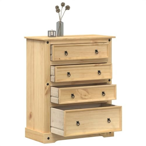 Xichuzi Kommode Corona 92x48x120 cm Massivholz Kiefer, Kommode, Komodenschrank, Schubladenelement, Schreibtisch Schrank, Kosmetikschrank, Kleine Schrank, Schubladenkommode - 4005675