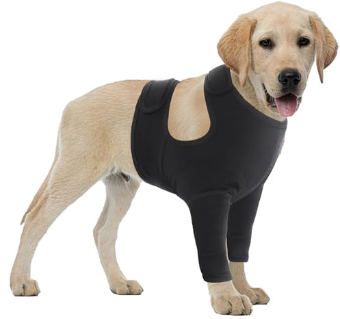Hundebody Nach Op Mit Bein,Ellenbogenbandage Hund Vorderbein Anti-Wundlecken Op Body Hunde Schutz für kleine mittelgroße große Hunde (schwarz, XL)