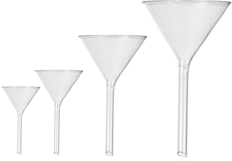 DECHOUS 4 Teiliges Set Glastrichter Runde Trichter Aus Borosilikatglas Für Laboranwendungen Kurze Halslänge 40mm 50mm 75mm 100mm Hochwertiges Laborzubehör Für Präzises Befüllen