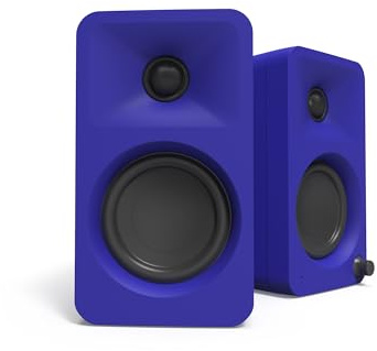 Kanto ORA Haut-parleurs de bureau Bi-amp de référence 100 W avec Bluetooth 5.0 et USB-C - Crossover 100 Hz - Son de qualité de référence - Paire - Violet