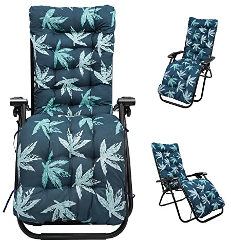wawofun Sun Lounger Cushions Replacement, 170 * 53cm Thick Bench Chair Cushion Sunbed Cushions for Sunloungers Garden Recliner Chair Pad Anti-Slip Cushion, Green