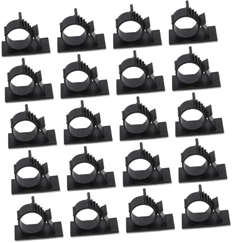 Gatuida 50pcs Large Black Plastic Pipe Clips Self-Adhesive Water and Cable Clamps for Hose and Wire Management in Home, Office and Vehicle Use, Reinforced Quick Release Design
