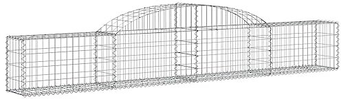 Panier de Gabion, Panier à Pierre Gabion Mur de Soutènement Clôture de Jardin arqué 300x30x40/60 cm Fer galvanisé
