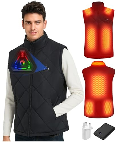 CYCYHEAT Heated Gilet for Men and Women with 10000mAh 7.4V Battery Pack – Quilted Lightweight Heating Vest Jacket Coat with Upgraded Heating Element