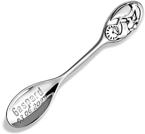925 Silber Geburtslöffel mit persönlicher Gravur | Individuelles Erinnerungs- und Taufgeschenk | Name, Geburtsdatum und Motiv | Handgefertigt in Deutschland