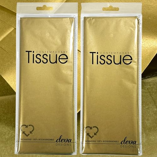 8 Blatt goldenes Seidenpapier, 2 Packungen mit je 4 Bögen, hochwertiges Seidenpapier, biologisch abbaubare Verpackung, jedes Blatt 50 x 70 cm, ideal zum Verpacken von Geschenken und Basteln