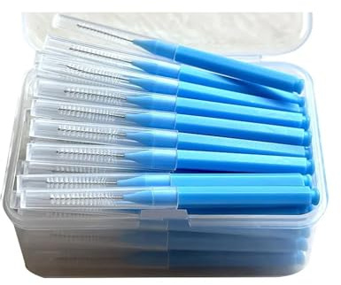 Spazzolino da denti manuale 50 pezzi Spazzolino interdentale for la cura della salute dei denti Sbiancamento dei denti Pulitori interdentali Spazzolino(1.2 mm Blue 50pcs)