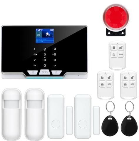 Fangxuee de Alarma Residencial Smart Life GSM WiFi para el Hogar, Alarmas de Seguridad Inalámbricas, Control por Aplicación Tuya Smart, Enchufe de la UE.