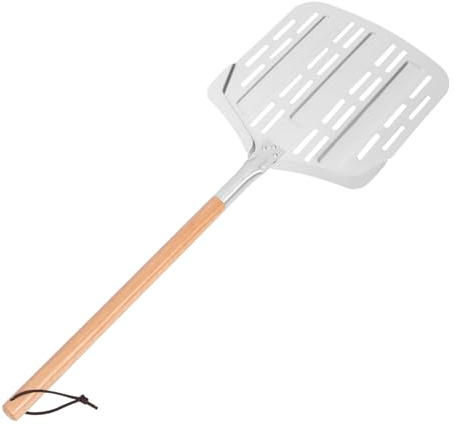 BESTYASH Pizza Peel with Detachable Wood Handle Perforated Design for Easy Baking Transfer Aluminum Pizza Paddle for Indoor Outdoor Use