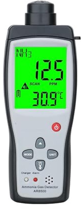 Detector de Gas amoniaco NH3 portátil, medidor, probador, Rango de Monitor 0-100 ppm, Alarma de luz y Sonido, analizadores de Gas AR8500 Sensores precisos para una detección rápida