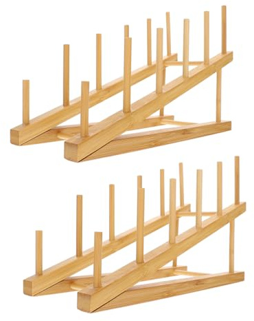 Cabilock 2 Soportes de Madera para Platos: Expositor de Libros, Organizador de Manualidades de 5 Niveles, Organizador de Escritorio para encimera, Estante para Libros, Ilustraciones, Fotos, revistas,
