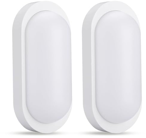 2 Stück Kellerlampe LED 18W 2000Lm Neutralweiß 4000K, IP65 Wasserfest | LED Ovalleuchte, Wandleuchte, Außenleuchte, ldeal für Kellertreppe, Balkon, Keller, Waschküche, Terrassen oder Gartenhäuser