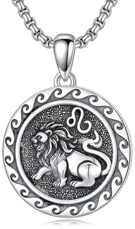 enjoylifecreative Löwe Sternzeichen Halskette für Herren Damen 925 Sterling Silber Horoskop Leo Anhänger Kette Geburtstag Astrologie Schmuck Geschenke für Männer Frauen