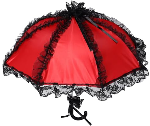 Vintage Brautschirm aus Spitze für Hochzeitsfotos und Feiern | Rot, mit Eisen und Stoff, Leicht Tragbar, für Brautkleider bei Fotoshootings und Banketten