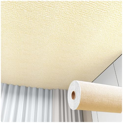 Aeovot Selbstklebende Deckenverkleidung Feuchtraum, 3mm XPE Deckenpaneele Selbstklebend Deckenplatten Styropor Wasserdicht und Feuchtigkeitsbeständig, Styroporplatten Deckenplatten(Beige,W75cmL30m)