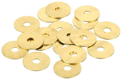 QUARKZMAN 18 Pack Arandelas Planas Latón Juego Arandelas Cobre M5 5mm ID | Para Apriete, 20mm OD, 1mm Grosor, Para Tornillos Reparación Maquinaria, Construcción