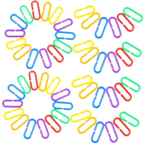 BESPORTBLE 360pcs Colorful Plastic C-Clips Chain Links Teething Rings Educational Links for Hanging Parrot Cage Accessories Early Learning Classroom