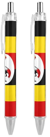 Uganda Flag Retractable Ballpoint Pens 0.5mm Fine Rollerball Pen Smooth Writing Gel Ink for Office 2 PCS AS PIC 3