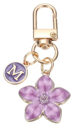 PATIKIL Porte-Clés Fleuri Mignon, Porte-Clés À Lettre Initiale M Pour Femmes, Violet