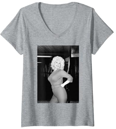 Femme La chanteuse Country et Western américaine Dolly Parton 1983 T-Shirt avec Col en V