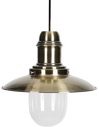 Brass Pendant Light Shade Vintage Style Fisherman's Lamp Shade with Glass Dome Easy Fit Lampshade Living Room Bedroom Kitchen Island Dining Room Table Décor - 60W Max