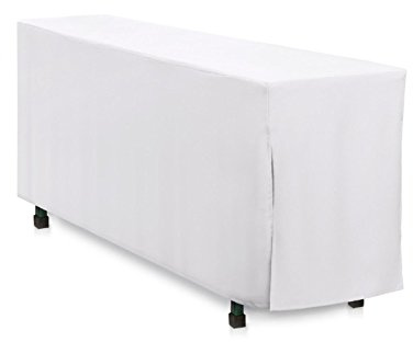 Hans-Textil-Shop Biertischhusse 220x50 cm Weiß Baumwolle Linon Bodenlang (Kochfest, Pflegeleicht, Schadstoffgeprüfter Stoff, Trocknergeeignet)