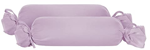 biberna Nackenrollenbezug Kissenbezug 15x40 cm, 2er Set lila | Jersey Baumwolle | Reißverschluss | weich & bügelleicht | Oeko-TEX Standard 100 | Doppelpack | Modell 0077144
