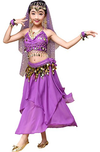 Astage Niña Traje Vestido Danza Vientre Halloween Falda Camiseta Halter Disfraz