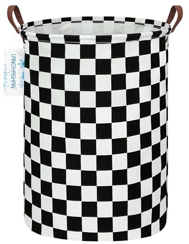 LANGYASHAN Laundry Basket Canvas Fabric Collapsible Organizer Basket for Storage Bin Toy Bins Gift Baskets Bedroom Clothes Children Nursery Hamper (Racing flag)