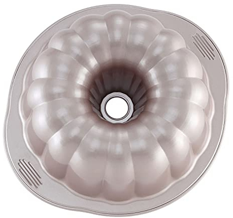 CHEFMADE Tube Cake Pan, 9.5-Inch Non-Stick Pumpkin-Shaped Tube Pan for Oven Baking (Champagne Gold)