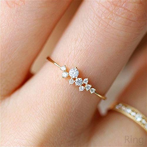 Simple 18k Gold Color Rings for Teen Girls Class Heart White Sapphire Studded Eternity Wedding Ring 925 Sterling Silver Engagement Stackable Diamond Rings Women Fashion Jewelry