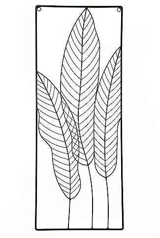 HAB & GUT -CR303- Wanddeko Metall, Blatt Design Wandbild schwarz Dekoration zum Hängen