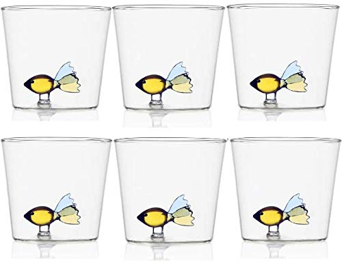 Ichendorf Set 6 Bicchieri da Acqua Decorati Pesce colorato Animali Animal Farm