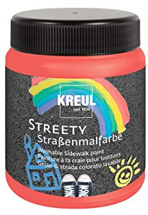 Kreul 43103 - Streety peinture de rue en rouge chaussette annelée 200 ml, craie liquide lavable pour peindre au pinceau ou au rouleau, craie de rue liquide, lavable