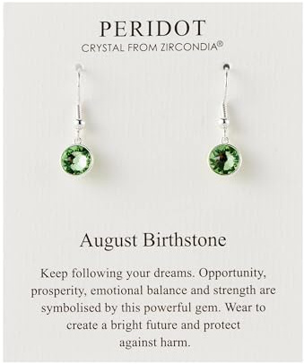 Philip Jones August Birthstone Drop Earrings Created with Peridot Zircondia® Crystals