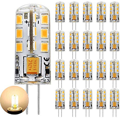Mengjay G4 LED Lampen, Birnen 3W 300lm 12V AC/DC Warmweiß 3000K,Leuchtmittel Stiftsockellampe Glühbirne Ersatz 30W Halogenlampen, Kein Flackern Nicht Dimmbar -20 Pack