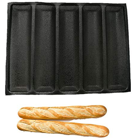 ZYYXB Moule à pain Baguette à la Française 5 empreintes, Moules à gâteau en Silicone pour Four, Silicone Moule À Pain Plateau De Cuisson Antiadhésif ​Moules De Cuisson Réutilisable Cuisson Forme Moule