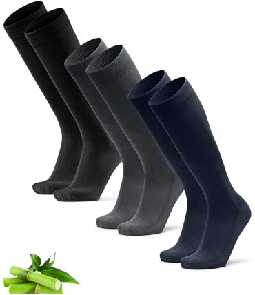 DANISH ENDURANCE Bambus Kniestrümpfe, Atmungsaktiv, 3 & 6 Paar | Lange Bambus Socken, Weich & Geruchshemmend mit Komfortbund, für Alltag & Büro, Unisex