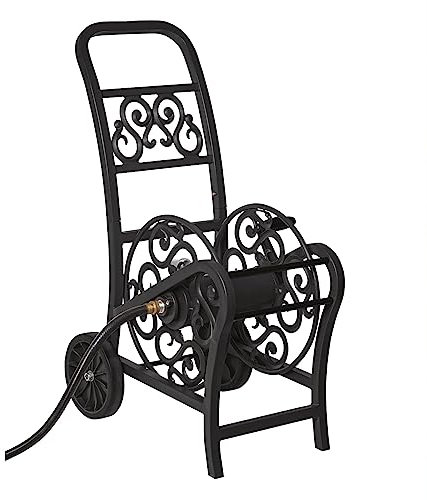 Suncast 7798770 Dekorativer Schlauchwagen mit Rädern, 61 m, Schwarz
