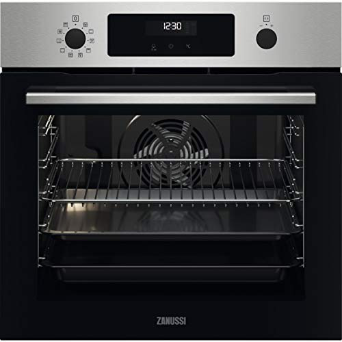 Zanussi ZOPKX6X2 Horno Multifunción con Limpieza Pirolítica, 9 funciones con cavidad XXL, Reloj electrónico + Mandos escamoteables, Antihuellas, Inox, Clase A+, 72 Litros