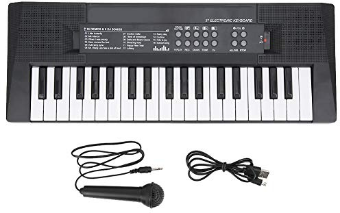 Teclado Electrónico Piano para Principiantes 37 Teclas Portátil con Función de Grabación de Micrófono