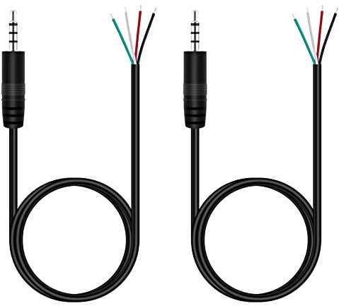 Fancasee 2-Pack 3FT 3.5mm 1/8 to Speaker Wire TRRS Stereo Male Jack to Bare Wire Pigtail 3.5mm Plug Connector Adapter Repair Audio Cable for Microphone Headphone Headset Earphone Speaker