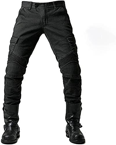 sigaer Pantalones de Motorista para Hombre,Transpirables,Resistentes al Desgaste,con 2 Pares de Protecciones en Cadera y Rodillas,Almohadillas extraíbles(Negro,M)