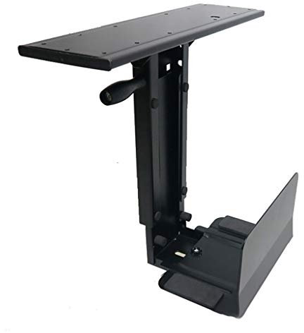 TOMYEUS Support de Boîtier d'Ordinateur sous CPU Holder Bureau réglable en Table et Mural PC Mont Suspendu châssis de Base 360 ​​° de Rotation réglable Hisser Répartiteur Mural PC Mont Support de CPU