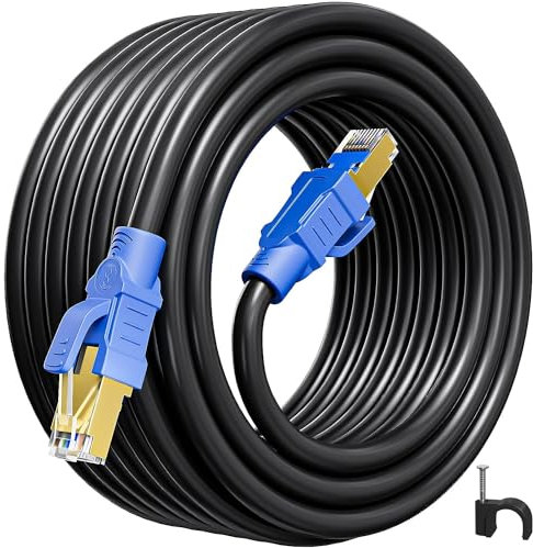 Soibke Lan Kabel 10 Meter Cat 8, Netzwerkkabel 10 Meter Internet Ethernet Kabel Schwarz 40Gbps 2000MHz High Speed Wifi Patch Gigabit Wasserdicht Cat 8 SFTP Geschirmt Wlan RJ45 Kabel für Router