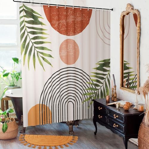 KIBAGA Beautiful Boho Shower Curtain for Your Bathroom - A Stylish 72 x 72 Modern Mid Century Curtain That Fits Perfect to Every Bath Decor - Ideal to Brighten Up Your Bohemian Bathroom at Home