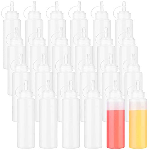 24 Pcs Squeeze Bottles, Sauce Bottles, Squirt Bottle, Salad Dressing, 8 oz