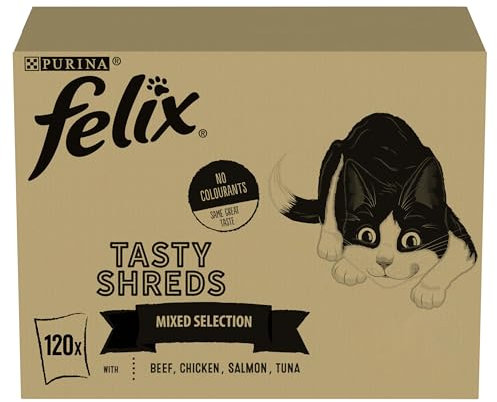 Felix Tasty Shreds Adult Wet Cat Food Mixed Selection in Gravy 120x80g