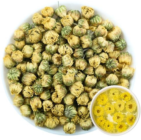 100% Dried Chrysanthemum Taiju Buds, 30g/1.05oz Fresh, Non GMO Dried Chrysanthemum Flowers Tea, Chrysanthemum Loose Leaf Herbal Tea, Decaffeinated